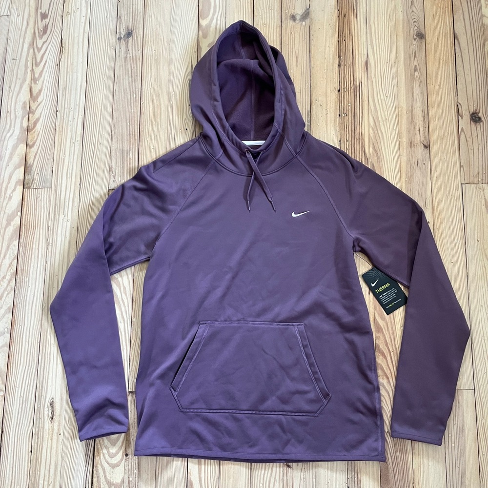 Nike Therma Training Hoodie womens Small Purple Dri-FIT Fleece Pullover Workout